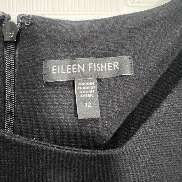 Eileen Fisher Black Sleeveless Dress Italian Fabric Career Party Basic - Picture 3 of 8
